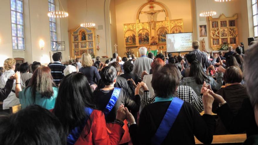 Sunday afternoon English speaking Mass at St. Anne’s Church, a Catholic parish in Amager, Copenhagen.