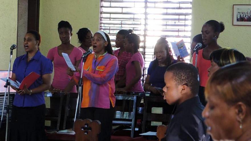 The choir at Holy Cross Church, Jamaica.