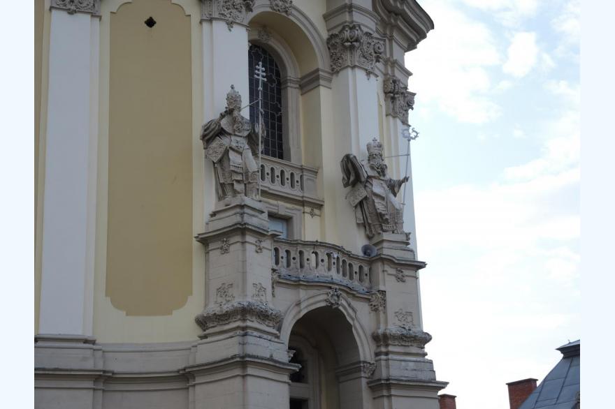 St. Leo the Great and St. Athanasius are featured prominently on the baroque Cathedral of St. George's of Lviv, symbolizing the unity of Rome and the Orthodox church in the Ukrainian Church. The same church is where Stalin forced a renunciation.
