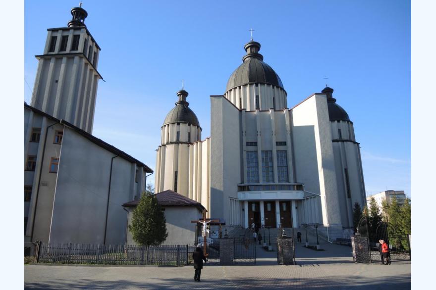 Sts. Volodymyr and Olha Church, Lviv, built up from a tiny chapel in a zone of Soviet-era housing. This parish has since been split into seven churches. It is also birthplace of a charismatic movement in Ukraine.