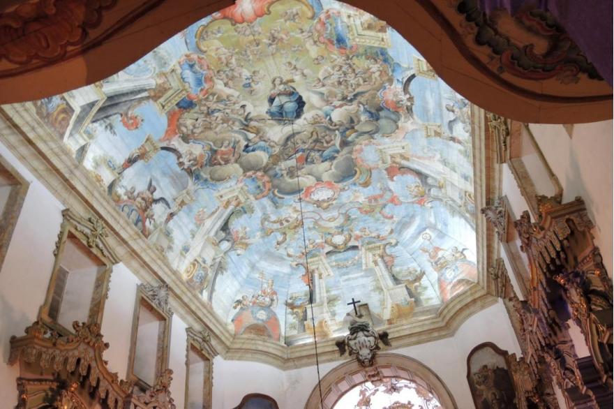 Interior of the Church of St. Francis of Assisi, one of the two baroque churches that anchor Holy Week festivities.