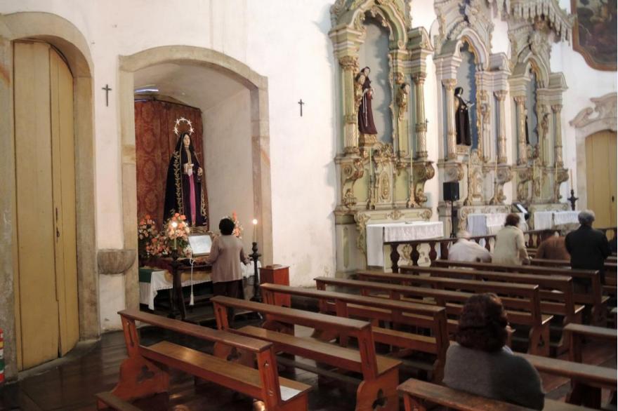 The statue of Our Lady of Sorrows at St. Francis Church. In preparation for Holy Week, there are meditations on the sorrows of the Virgin at the Church of Our Lady of Sorrows outside the center of town.