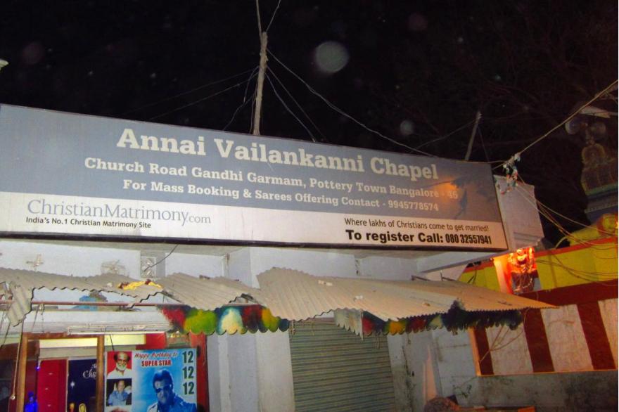 The Annai Vailankanni chapel in Bengaluru, and its sponsor.