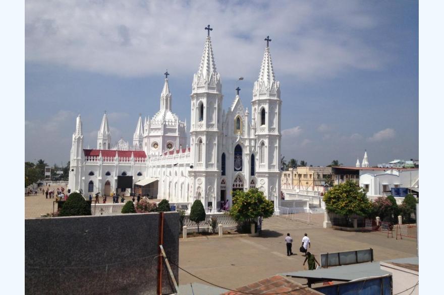 The basilica church at the shrine of Velankanni.