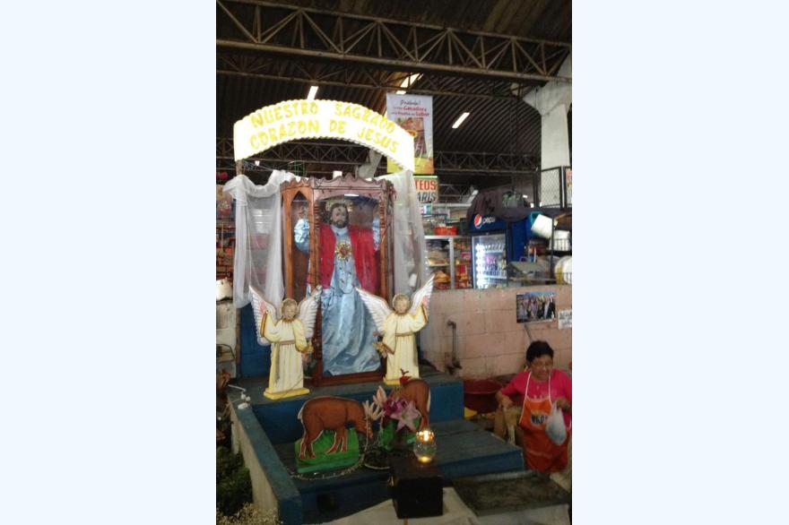 One of several shrines inside San Miguelito Municipal Market, San Salvador, El Salvador