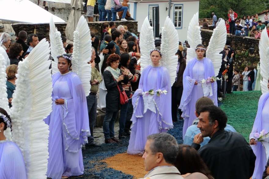 Angelic parishioners participate in the Easter morning procession.