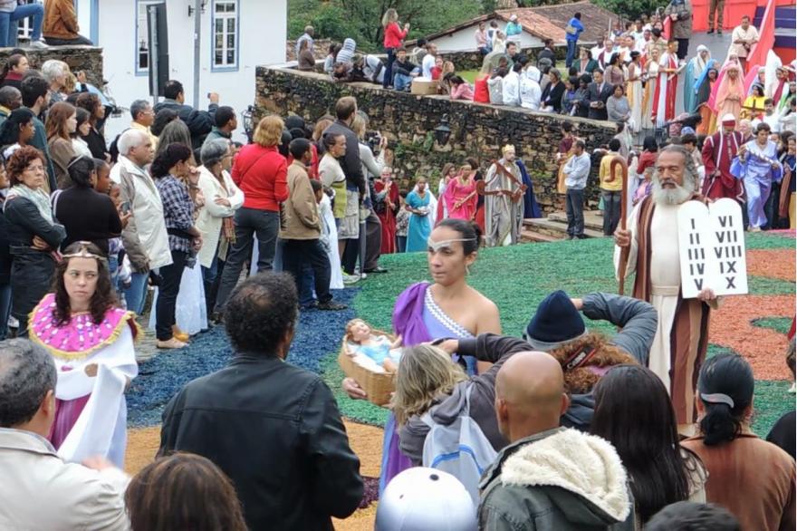Townspeople take on biblical roles in the Easter procession.