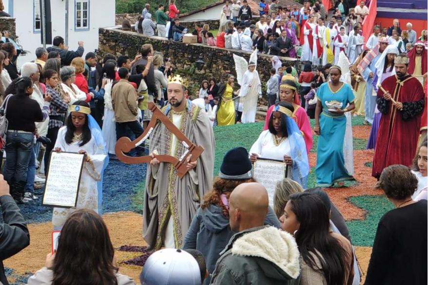 Townspeople take on biblical roles in the Easter procession.