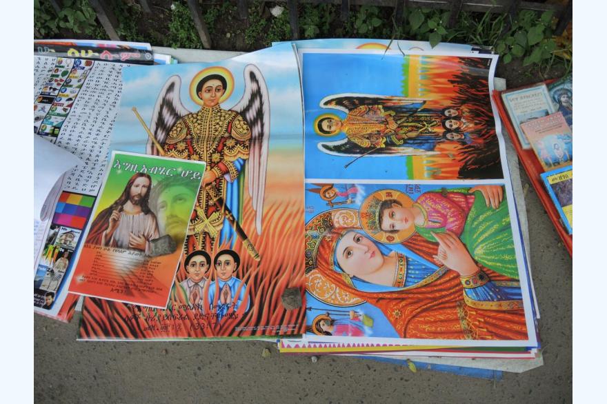 Posters for sale on the street of Addis Ababa