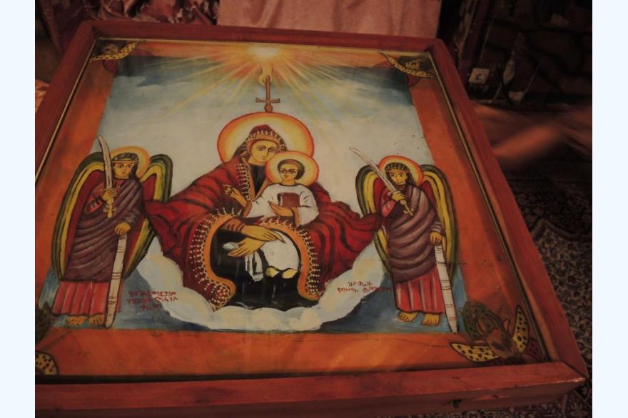 Virgin and Child with Angels in a traditional style, St. Raguel Orthodox church, Addis Ababa
