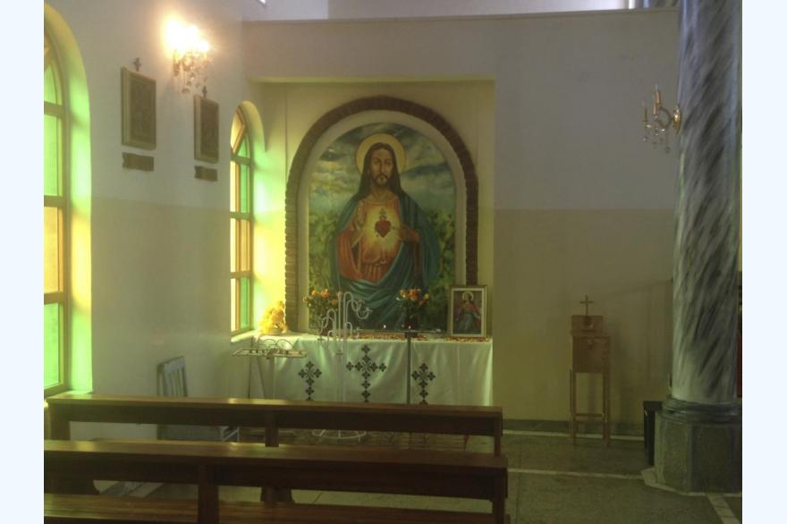 Sacred Heart Altar, Kidane Mihret Catholic church, Addis Ababa. A legacy of European missionaries has made the Sacred Heart a popular image not only in Catholic churches, but also in varied ways among Ethiopian Orthodox Christians in the city.
