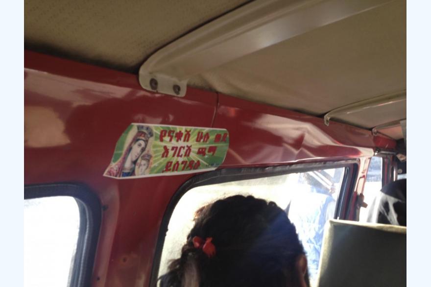 Local and regional buses, whether Orthodox or Catholic, are full of Christian stickers.
