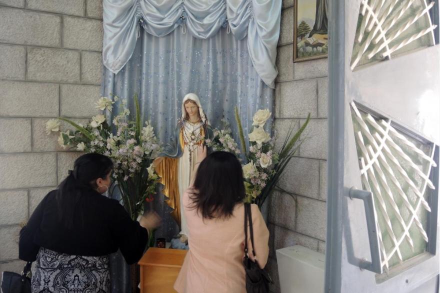 Worshippers after Mass at the De La Salle Church (Latin rite) in Amman, Jordan.