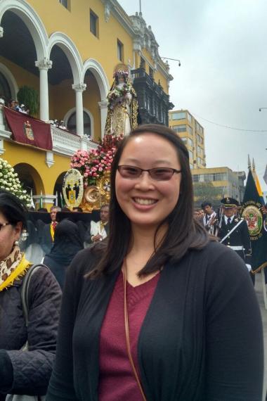 Author Tesa Danusantoso at the feast of Saint Rose of Lima, in Lima, Peru, August 30, 2017.