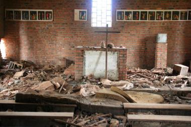 During the genocide, 5,000 people seeking refuge at the Ntarama Church were killed by grenade, machete, rifle and burning alive.