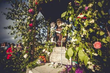 This statue of Saint Anthony holding a child is the destination of a pilgrimage in the Csík Valley of Romania each spring.