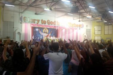 Sunday Mass at the Renewal Retreat Centre in Bangalore, India.