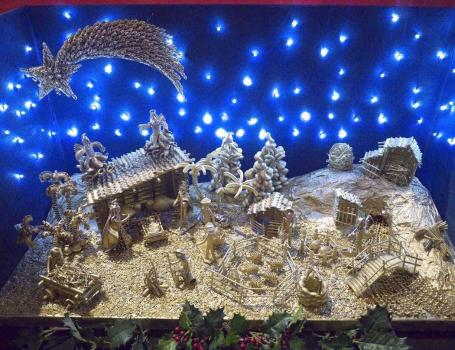 A presepe made of pasta by Rome schoolchildren. Photo by Margot Balboni.