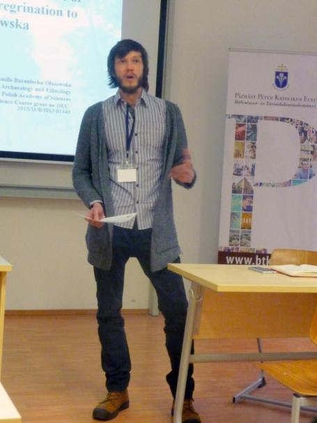 Egor Novikof, Central European University, moderates a panel on "Catholic Pilgrimage and Performance in Context of Diversity."