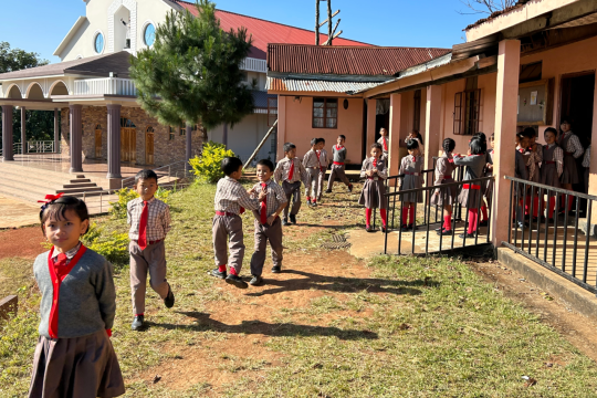 Primary school students at St. Francis Xavier parish, Umbir.