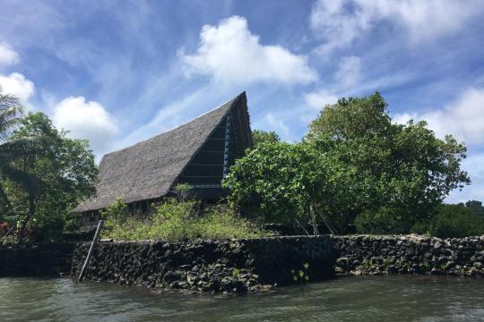 A men's house on the shoreline of Yap, Micronesia.